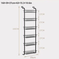 Garvee Tür Hängeorganizer, 6 Körben Türregal Zum Einhängen, Küche Organizer Gewürzregal Wand Küchenregal Hängend Tür Organizer Für Bad, Küche, Speisekammer, Ohne Bohren, Schwarz, 39cm B X 27cm T X 160cm H