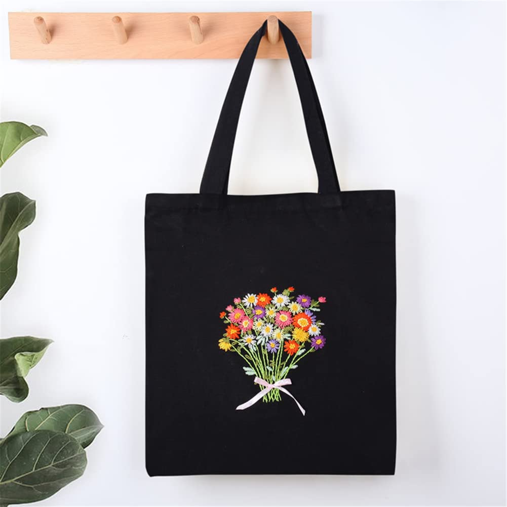 Kit de broderie Garvee 3 pièces pour débutants avec motif, instructions, sac à broder, tambour à broder, kits de point de croix à faire soi-même pour sacs en toile, adultes