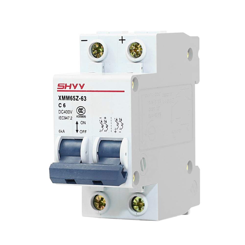 Garvee Disjoncteur DC MCB 2P 63A pour panneaux photovoltaïques solaires, matériau isolant compact, protection sécurisée