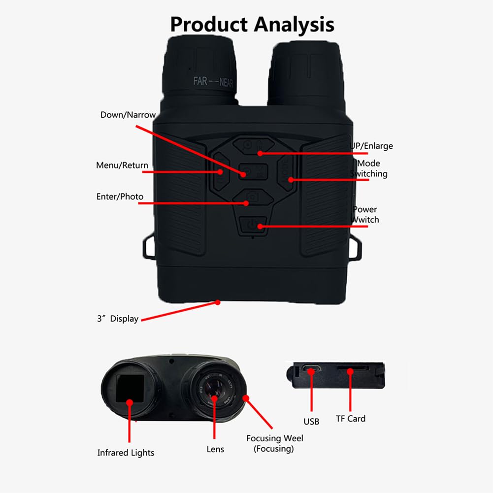 Jumelles infrarouges Garvee 4K 36MP pour le camping et la chasse, écran 3 pouces, noires