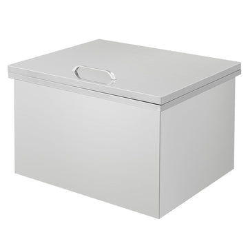 Garvee Bac à glace encastrable en acier inoxydable 304, 50 × 40 × 33 cm, couvercle à charnière, refroidisseur pour bar et barbecue, argenté