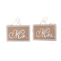Ensemble de bannières Garvee « Monsieur et Madame » en jute et tulle champagne pour décoration de mariage et de fête, 25 x 22 cm