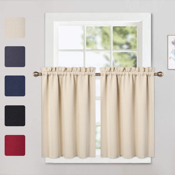 Cantonnières occultantes Garvee, lot de 2, beige, 66 x 91 cm, pour salon, cuisine, chambre, isolation thermique