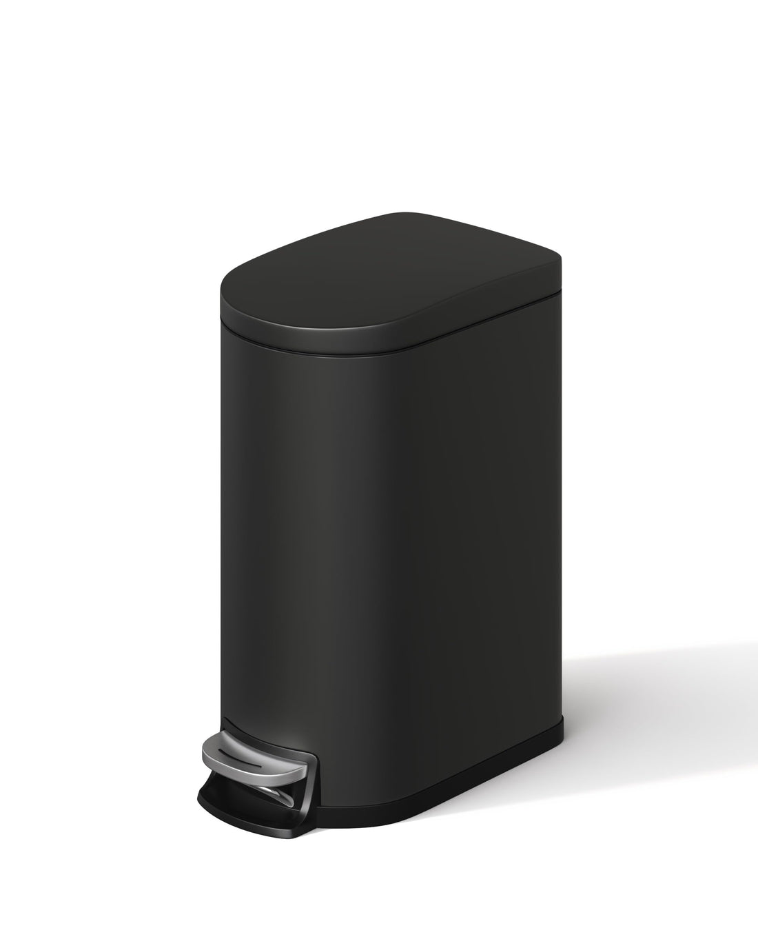 Poubelle de salle de bain Garvee en métal, 10 L, avec couvercle à fermeture douce et pédale, pour chambre et salle de bain, noire, compacte et antirouille.