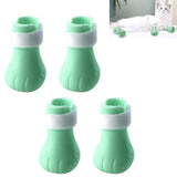 Garvee Protège-griffes pour chats, lot de 4, en silicone, réglables, verts, pour le toilettage et le bain des chats.