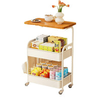 Garvee Chariot de rangement à 3 niveaux en métal avec roulettes pour cuisine, salon, salle de bain, balcon, 43 x 30 cm, blanc