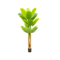 Bananier artificiel Garvee à grandes feuilles, écorce naturelle, pot robuste pour salon et bureau, 1,9 à 2,1 mètres, vert