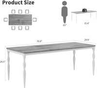 Table de salle à manger Garvee de style campagnard de 180 cm (71 pouces) pour 6 à 8 personnes, avec plateau en bois robuste et pieds en métal stables, idéale pour la cuisine et la salle à manger. Forme rectangulaire, résistante aux rayures.