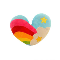 Coussin en peluche en forme de cœur Garvee, motif arc-en-ciel, 40 x 32 cm, doux et confortable, décoratif pour la maison et le bureau.