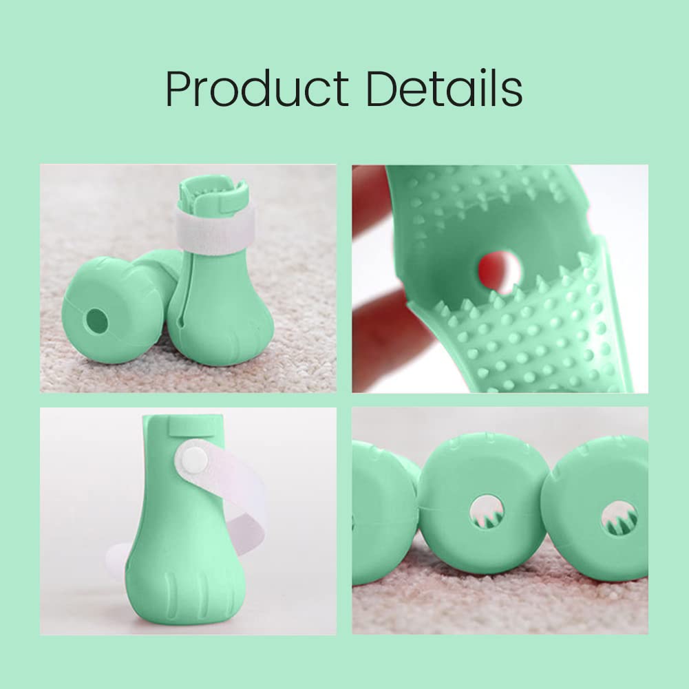 Garvee Protège-griffes pour chats, lot de 4, en silicone, réglables, verts, pour le toilettage et le bain des chats.