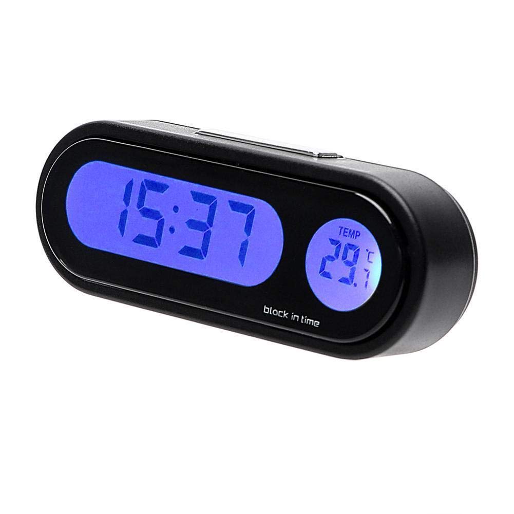 Horloge de voiture Garvee multifonctionnelle mini LCD avec calendrier numérique, horloge de table électronique en plastique noir pour tableau de bord de voiture, bureau ou maison.