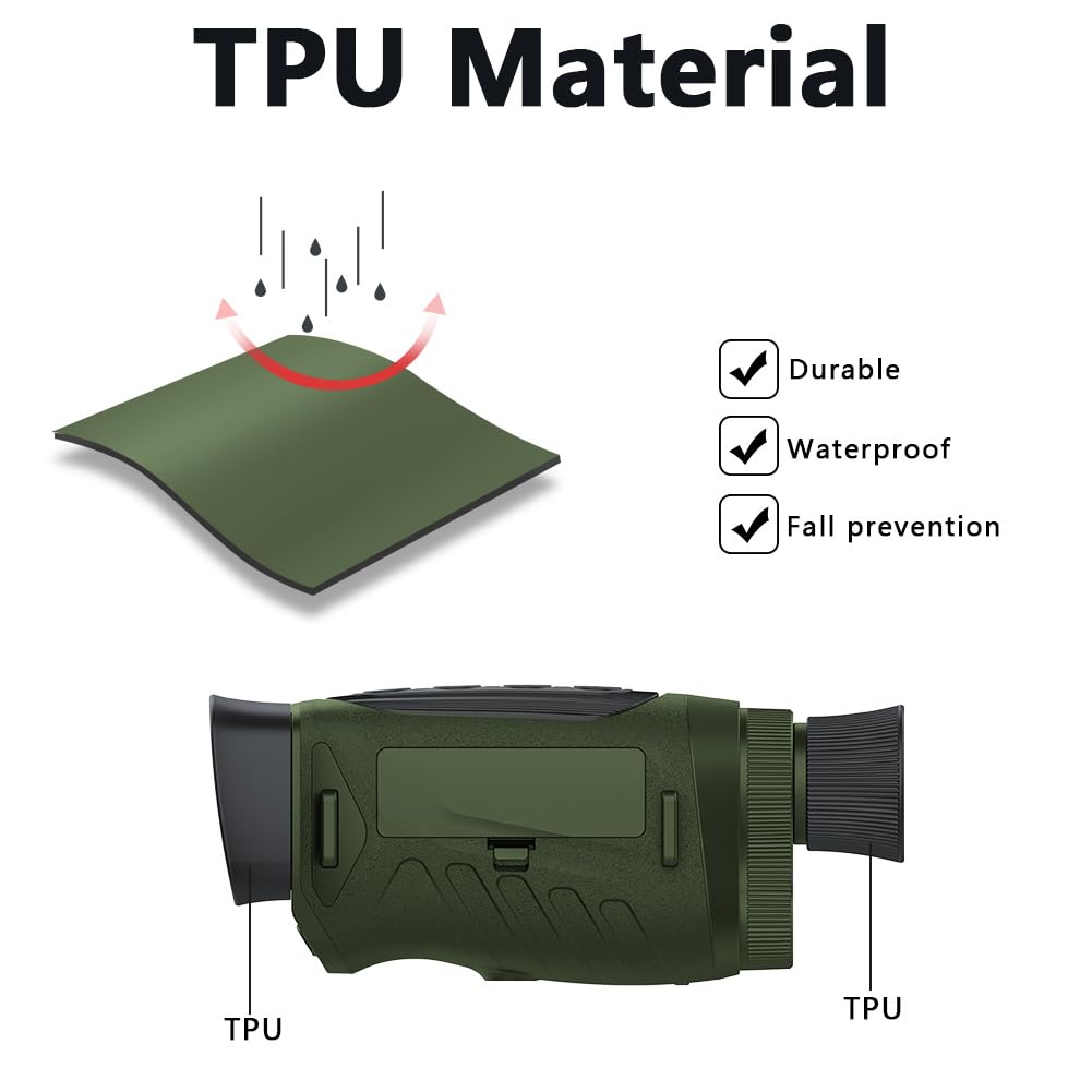 Monoculaire de vision nocturne Garvee 2.5KD 48MP avec infrarouge 3W 850 nm, zoom numérique 8x, poignée ergonomique pour le camping, noir