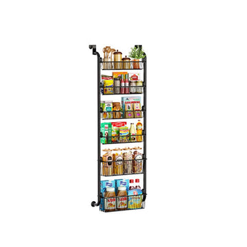 Organisateur de garde-manger Garvee à suspendre à la porte, étagère à épices en métal avec paniers réglables, en acier au carbone, gain de place, pour la cuisine et le garde-manger