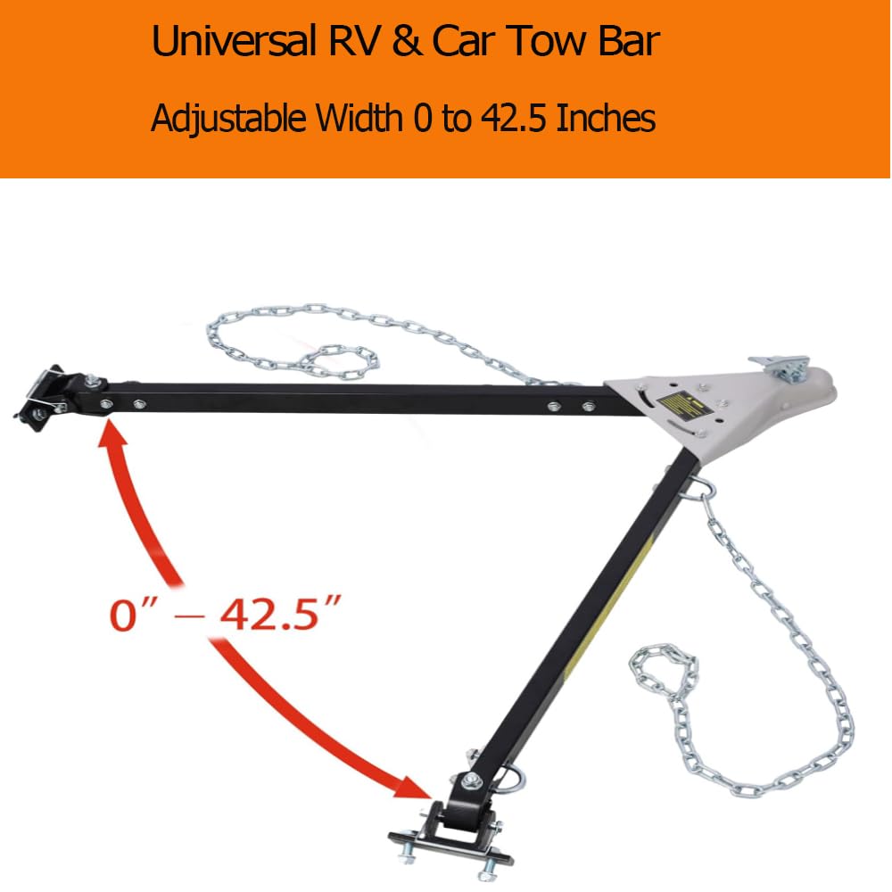 Barre de remorquage amovible Garvee 5000 LB, réglable de 0 à 42,5 pouces, en acier, pour Jeeps, SUV, camping-cars et remorques