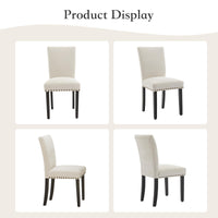 Ensemble de 2 chaises de salle à manger rembourrées Garvee, style moderne, garniture cloutée, tissu, ergonomiques, pieds en bois, beige, pour la cuisine et la salle à manger