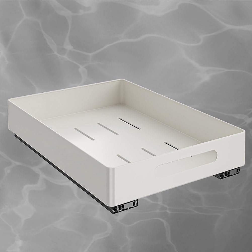 Organisateur de tiroir Garvee en métal, silencieux et robuste, pour cuisine et salle de bain, 26 x 37 x 8 cm, blanc
