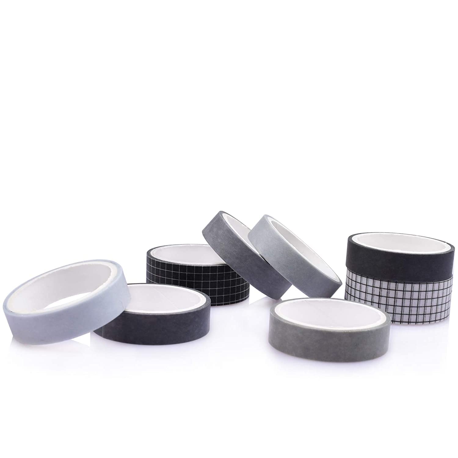 Garvee Lot de 8 rouleaux de ruban adhésif décoratif Washi Tape, couleurs assorties, 3M, pour emballage et décoration, couleurs durables, facile à découper