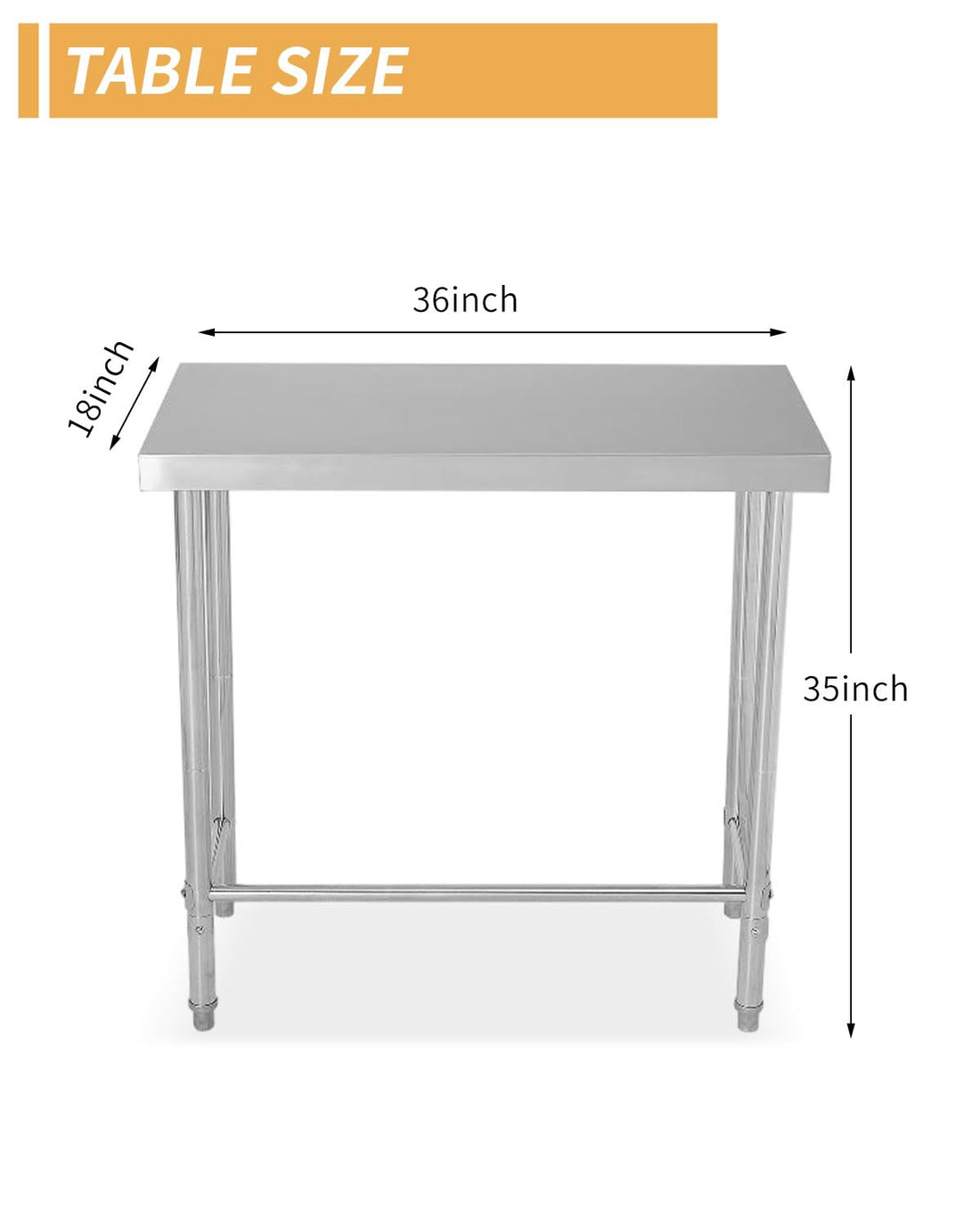 Table de travail Garvee en acier inoxydable 45,7 x 91,4 cm (18 x 36 pouces), robuste et antirouille, avec roulettes, idéale pour la cuisine et l'atelier.