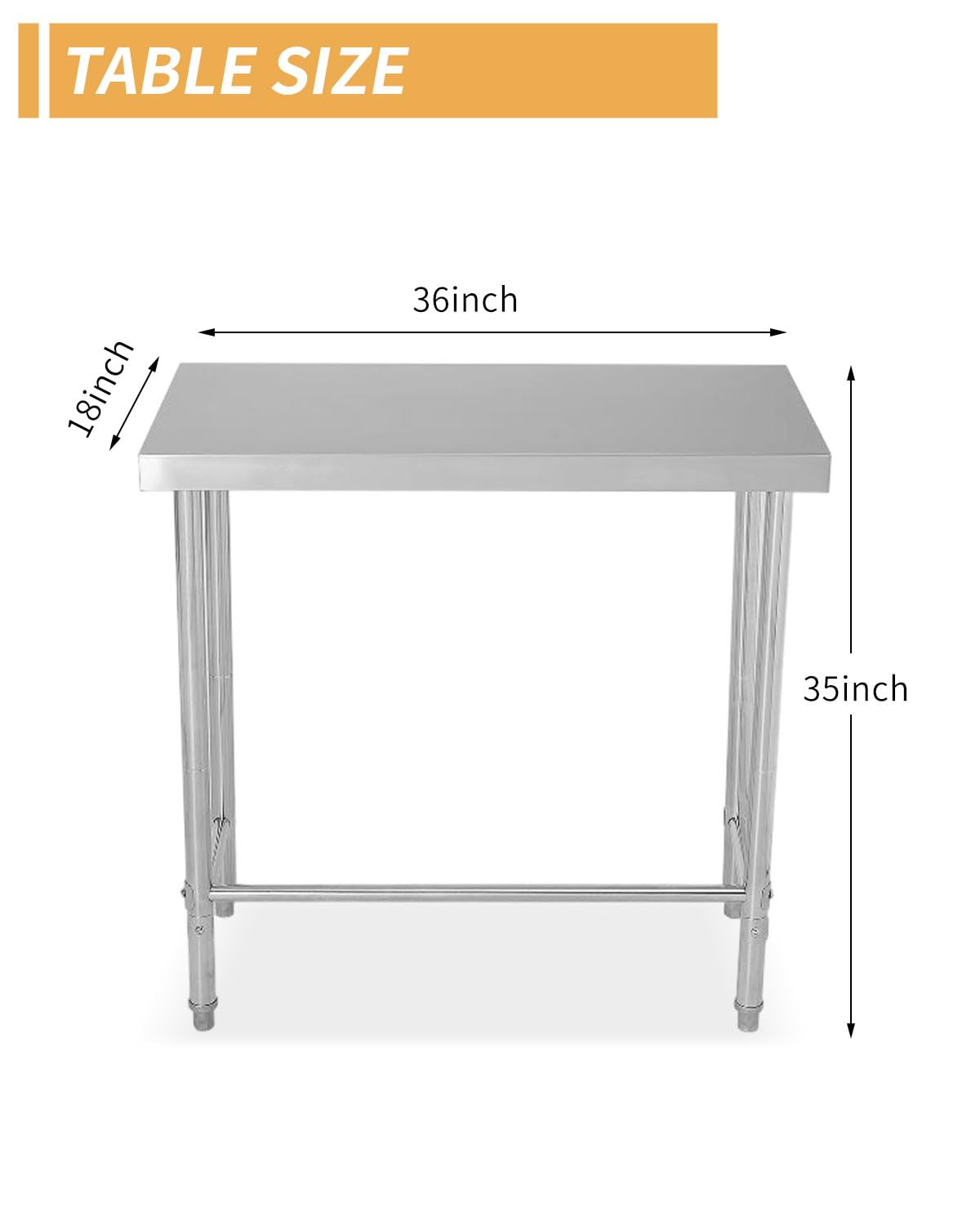 Table de travail Garvee en acier inoxydable 45,7 x 91,4 cm (18 x 36 pouces), robuste et antirouille, avec roulettes, idéale pour la cuisine et l'atelier.