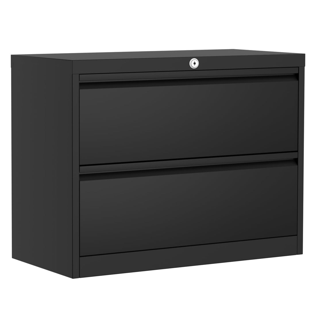 Garvee Classeur à tiroirs à 2 tiroirs avec serrure, en métal, à ouverture latérale, pour bureau et bureau à domicile, 72×88×40cm, noir