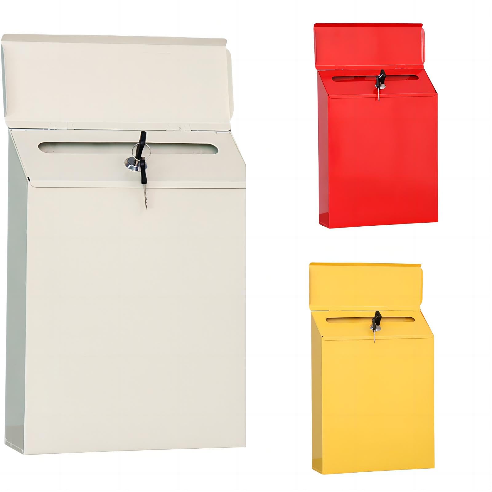 Boîte aux lettres Garvee avec serrure à clé, en métal, murale, pour porte d'entrée, bureau, extérieur, 21,5 x 6 x 29 cm, jaune