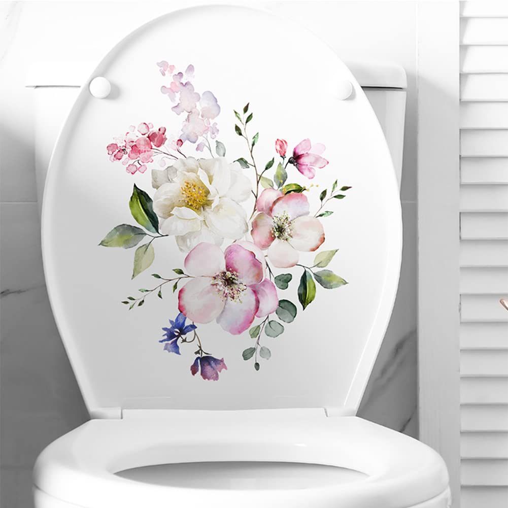 Cache-robinet de salle de bain Garvee, motif floral, autocollant, imperméable, facile à nettoyer, décoration de salle de bain