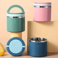 Boîte à bento isotherme Garvee 630 ml en acier inoxydable avec poignée, idéale pour le travail et les voyages, bleue, taille unique.