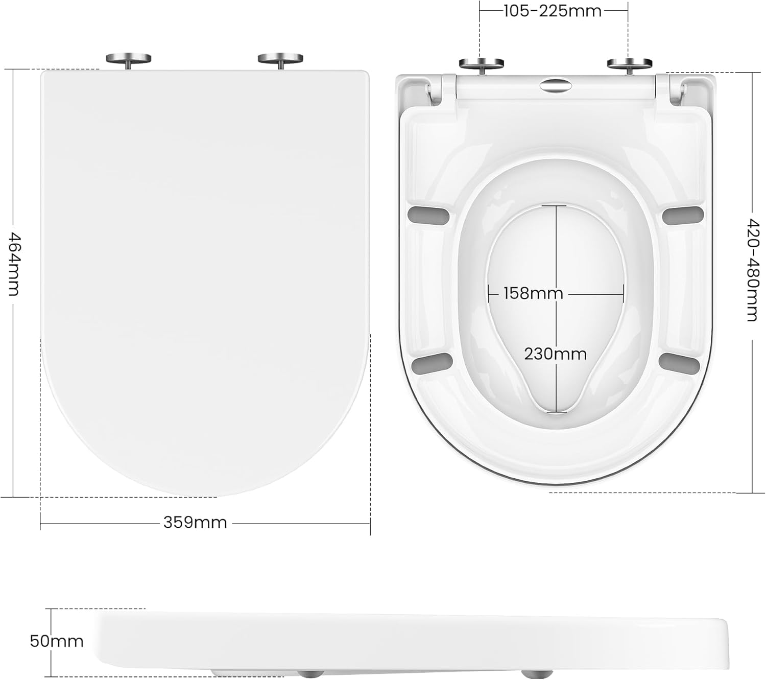 Garvee Abattant WC type D avec siège enfant magnétique amovible, fermeture douce, urée thermodurcissable antibactérienne, blanc