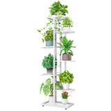 Support à plantes Garvee à 7 niveaux en métal avec 8 pots, pieds réglables, pour l'intérieur et l'extérieur, compact, noir