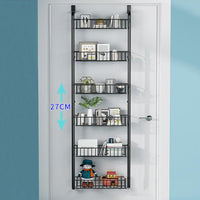 Garvee Tür Hängeorganizer, 6 Körben Türregal Zum Einhängen, Küche Organizer Gewürzregal Wand Küchenregal Hängend Tür Organizer Für Bad, Küche, Speisekammer, Ohne Bohren, Schwarz, 39cm B X 27cm T X 160cm H