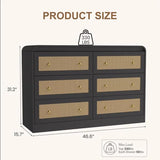Garvee Commode 6 Tiroirs Rattan Moderne En Bois Avec Sécurité Anti-Basculement Pour Chambre Et Salon Design Arrondi - 