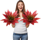 Garvee lot de 2 agaves artificielles 56 × 56 × 51 cm, 29 feuilles, résistantes aux UV, jardin et terrasse, rouge - Rouge