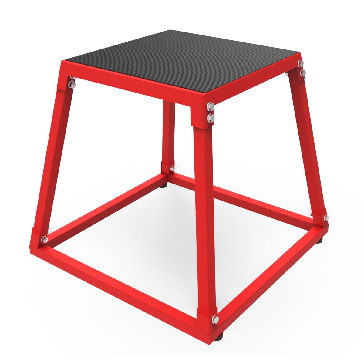 Boîte de saut pliométrique Garvee de 45,7 cm (18 pouces) en acier avec plateforme en caoutchouc antidérapante pour l'entraînement à domicile, rouge, 45,7 x 45,7 x 30,5 cm (18 x 18 x 12 pouces).