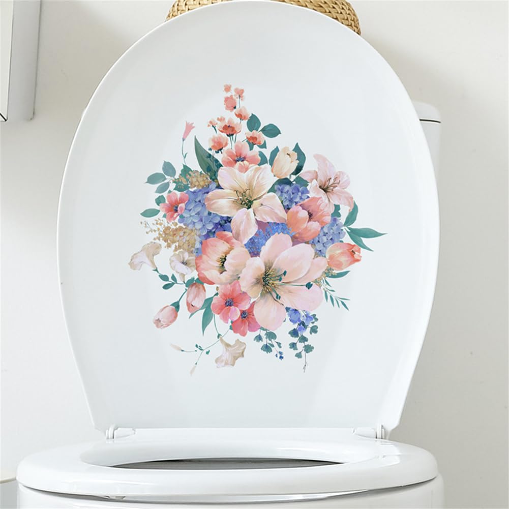 Autocollants décoratifs floraux pour abattant de toilettes Garvee, auto-adhésifs, amovibles, en PVC, imperméables, pour la décoration de salle de bain, style 2