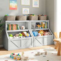 Étagère de rangement en bois Garvee pour enfants, avec 2 compartiments et un plateau, idéale pour la salle de jeux et la chambre d'enfant, 79 x 41 x 81 cm, en bois naturel.