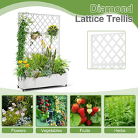 Bac à plantes en métal GARVEE avec treillis motif feuillage, pour jardin, terrasse ou balcon, brise-vue 120 x 40 x 180 cm