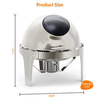 Chafing dish Garvee à couvercle roulant, 6,3 L, en acier inoxydable avec fenêtre en verre, ouverture à 90/180° et poignée en T. Idéal pour les fêtes, banquets, buffets et hôtels.