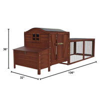 Poulailler Garvee grand format avec toit et enclos, 269 x 81 x 91 cm, convient pour 3 à 5 poules, 0,62 m² de couchage et 1,28 m² de parcours extérieur, cage à poules résistante aux intempéries pour jardin, usage extérieur et autosuffisance.