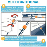 Ensemble de 6 sangles de maintien pour cannes à pêche Garvee en silicone - Clip à boule en caoutchouc souple et robuste, bleu, pour cannes à mouche et autres cannes à pêche, pêche en extérieur