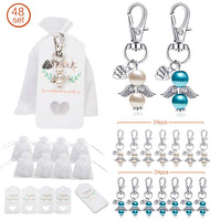 Porte-clés Garvee 48 Ange Gardien avec pochette en organza, pendentifs en perle rose pour mariage, baptême, Noël, anniversaire