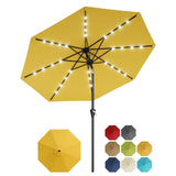 Garvee Parasol De terrasse 274 cm, Protection UV, Résistant À L'eau, Manivelle Lisse, Inclinaison Ajustable, Polyester Bleu Marine, Jardin, Terrasse - Jaune