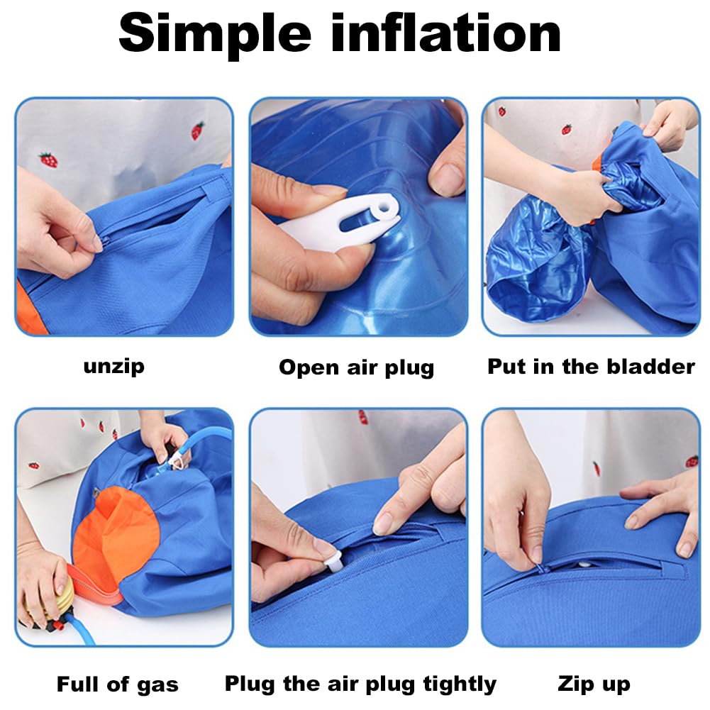 Balle de berger Garvee 45 cm pour chiens, grand jouet avec pompe à air, robuste, entraînement en extérieur, bleue, pour écuries