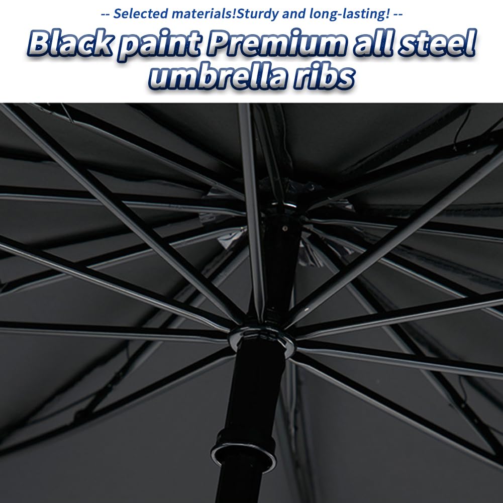Parapluie familial Garvee grand format, coupe-vent et pliable, noir, 130 cm, pour la pluie et le soleil