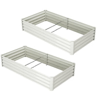 Garvee Lot de 2 bacs de jardin surélevés galvanisés 137 x 61 x 30 cm, en métal avec bords caoutchoutés, pour balcon et jardin, antirouille, fond ouvert