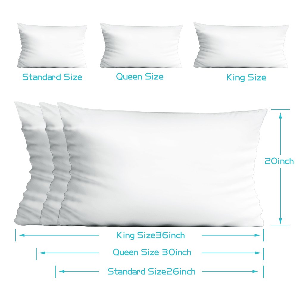 Ensemble de 4 taies d'oreiller Garvee en 100 % coton égyptien, fermeture éclair, hypoallergénique, format queen, respirantes et résistantes, pour chambre à coucher