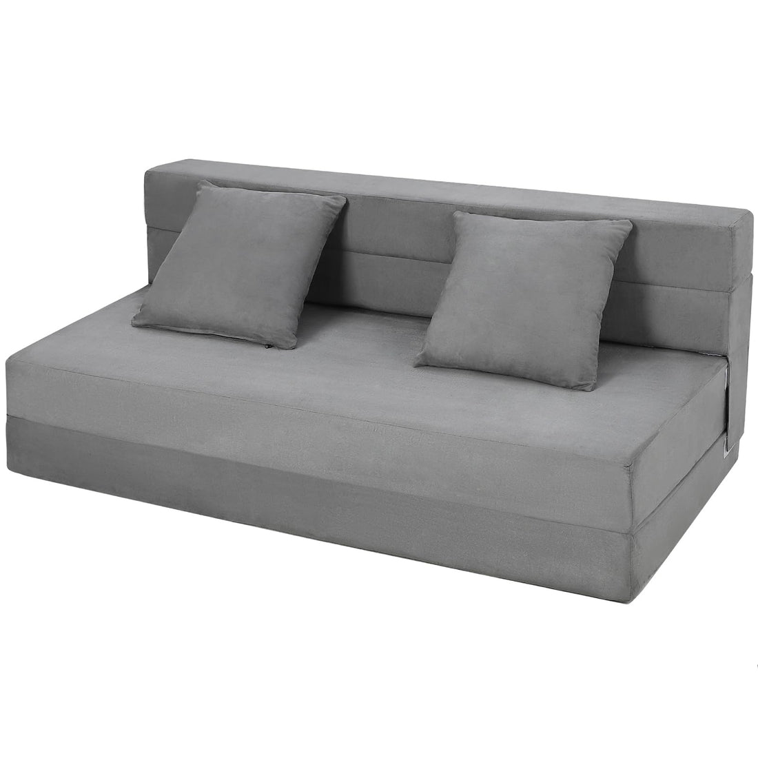 Canapé-lit pliable Garvee avec coussins en mousse à mémoire de forme, ergonomique et polyvalent pour le salon et le bureau, 203 x 152 x 15 cm, gris