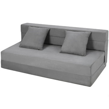 Canapé-lit pliable Garvee avec coussins en mousse à mémoire de forme, ergonomique et polyvalent pour le salon et le bureau, 203 x 152 x 15 cm, gris