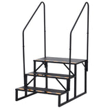 Escalier portable Garvee à 3 marches avec rampe, acier, bandes antidérapantes pour caravanes, spas, usage extérieur, noir, compact