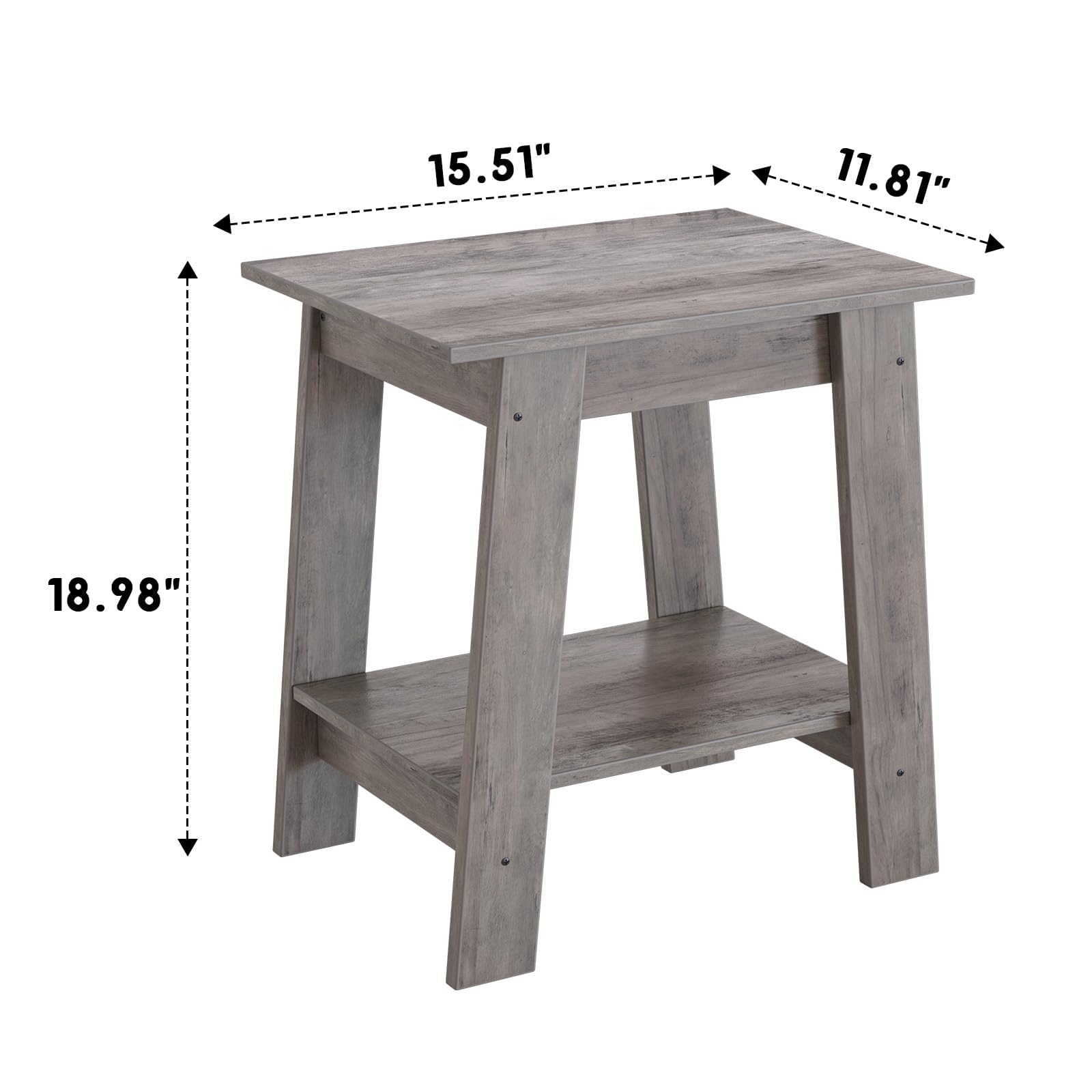 Ensemble de 2 tables d'appoint Garvee – 2 étagères, compactes, en bois et métal, robustes, grises