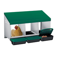 Garvee Nichoir pour Poules 3 Compartiments, Métal Galvanisé au Zinc avec Poignée en Plastique, Résistant pour Poulailler et Ferme, Vert